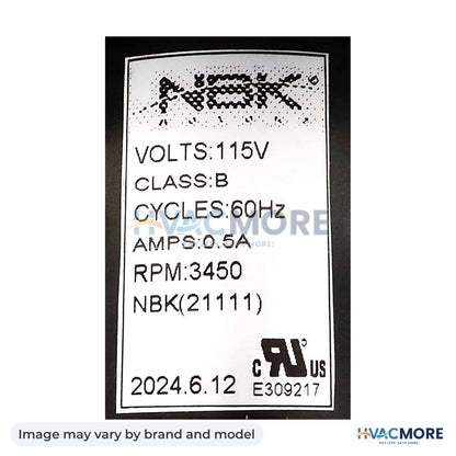 NBK Parts Inducer Assembly 115V, 60Hz 1/20 HP, 3450 RPM HVM-A130 - Image may vary by brand and model