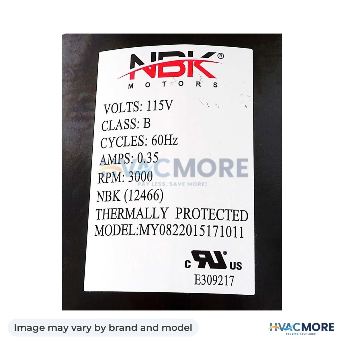 NBK Parts Blower Motor, Draft Inducer 115V 60Hz HVM-A143 - Image may vary by brand and model