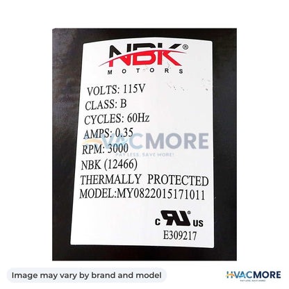 NBK Parts Blower Motor, Draft Inducer 115V 60Hz HVM-A143 - Image may vary by brand and model