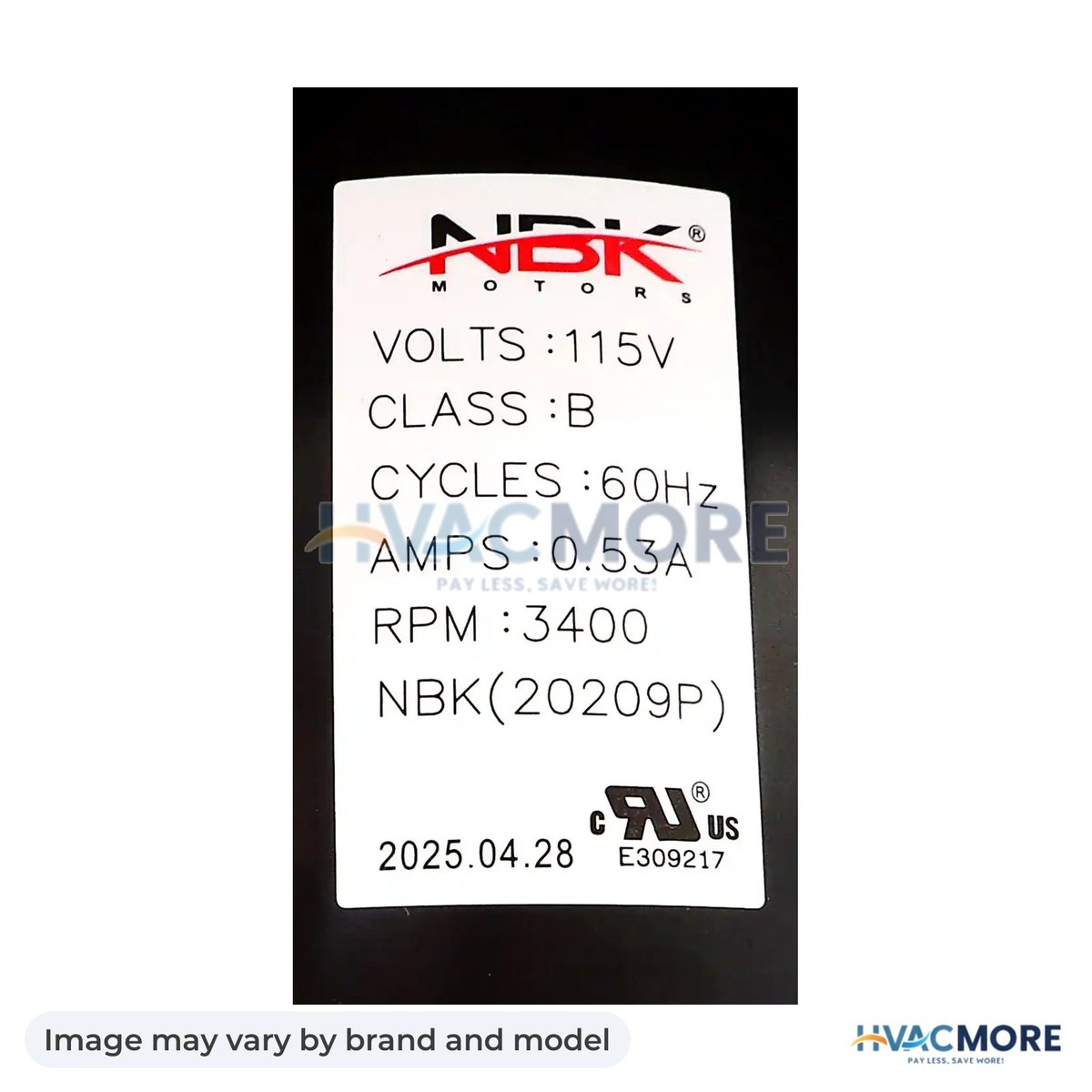 NBK Parts Blower Motor, Draft Inducer 115V A163 HVM-A163 - Image may vary by brand and model