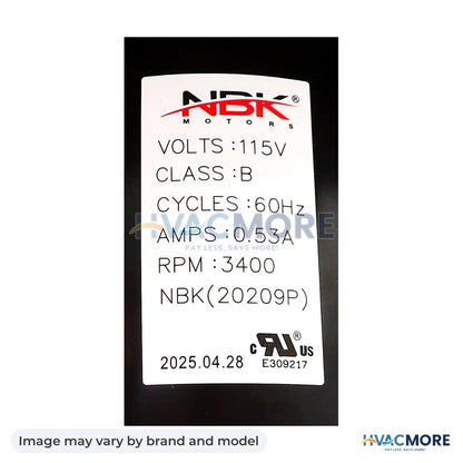 NBK Parts Blower Motor, Draft Inducer 115V A163 HVM-A163 - Image may vary by brand and model