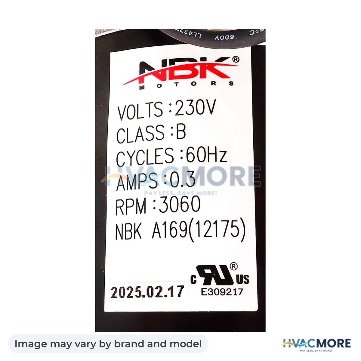 NBK Parts Blower Motor, Draft Inducer 230V HVM-A169 - Image may vary by brand and model