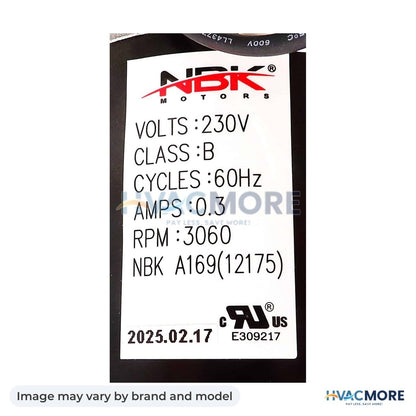 NBK Parts Blower Motor, Draft Inducer 230V HVM-A169 - Image may vary by brand and model