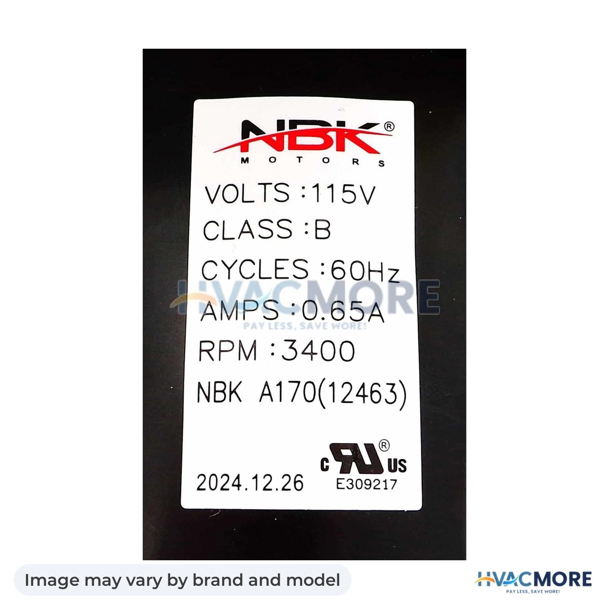 NBK Parts Blower Motor, Draft Inducer 115V A170 HVM-A170 - Image may vary by brand and model