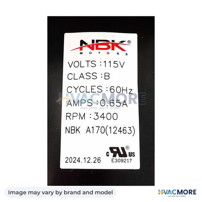 NBK Parts Blower Motor, Draft Inducer 115V A170 HVM-A170 - Image may vary by brand and model