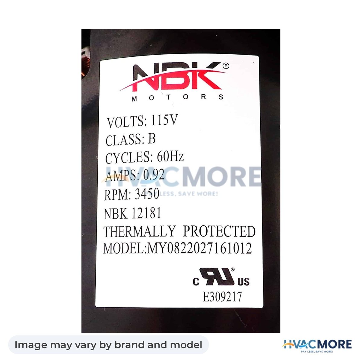 NBK Parts Blower Motor, Draft Inducer 115V HVM-A173 - Image may vary by brand and model