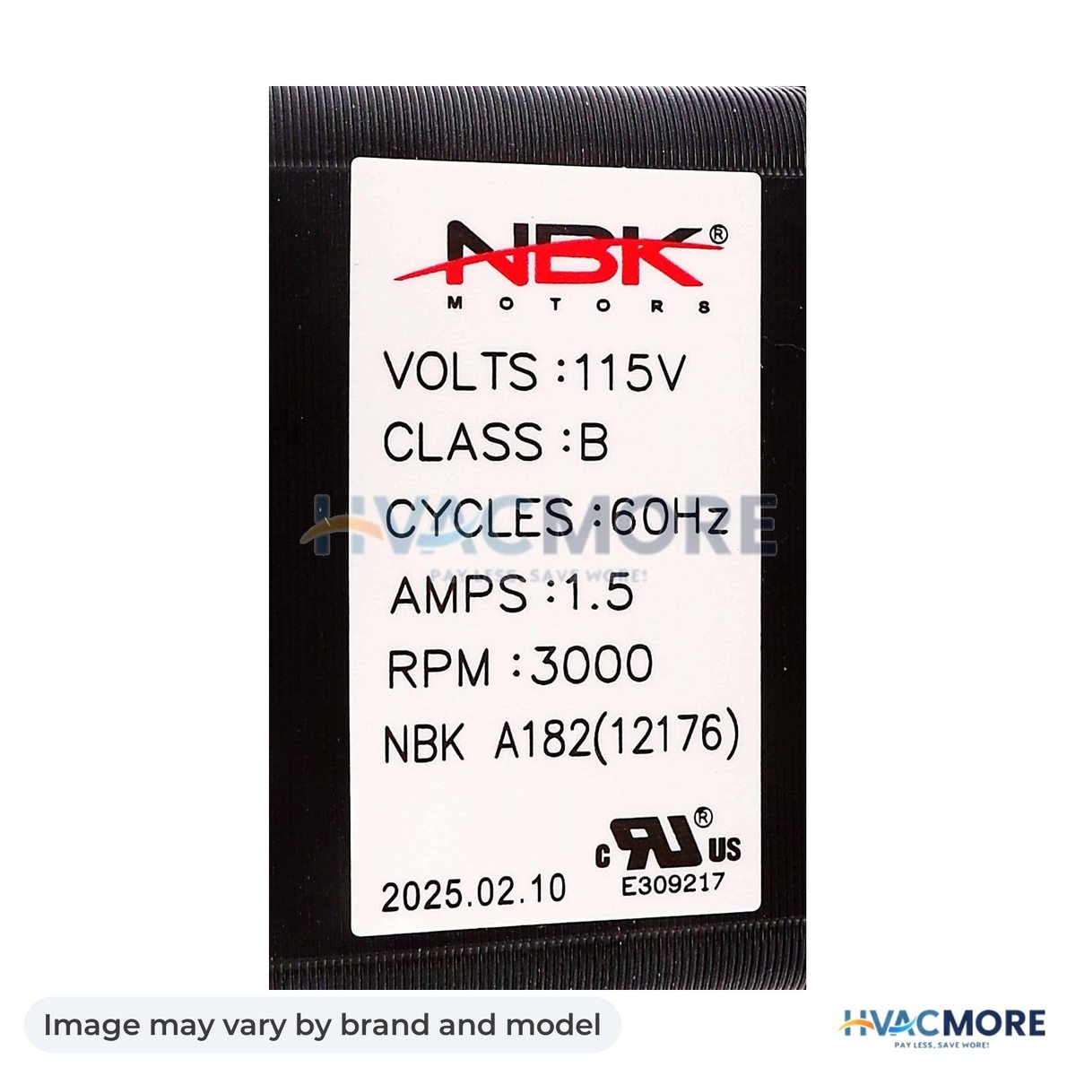 NBK Parts Blower Motor 115V HVM-A182 - Image may vary by brand and model