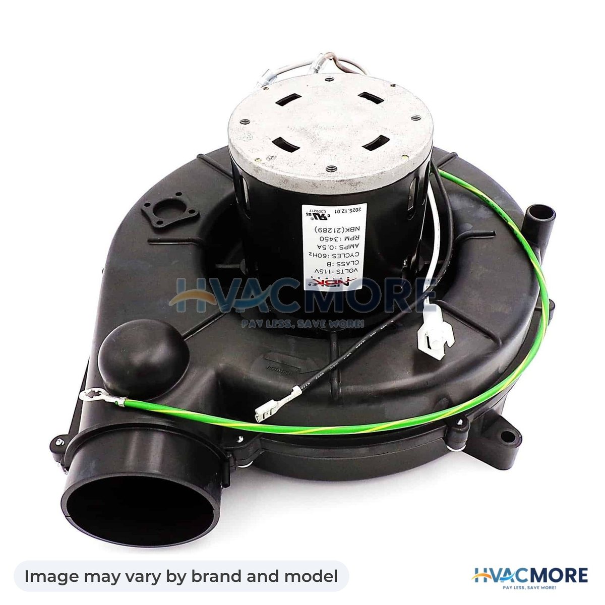 NBK Parts Draft Inducer 115V/60Hz 3450 RPM HVM-A195 - Image may vary by brand and model