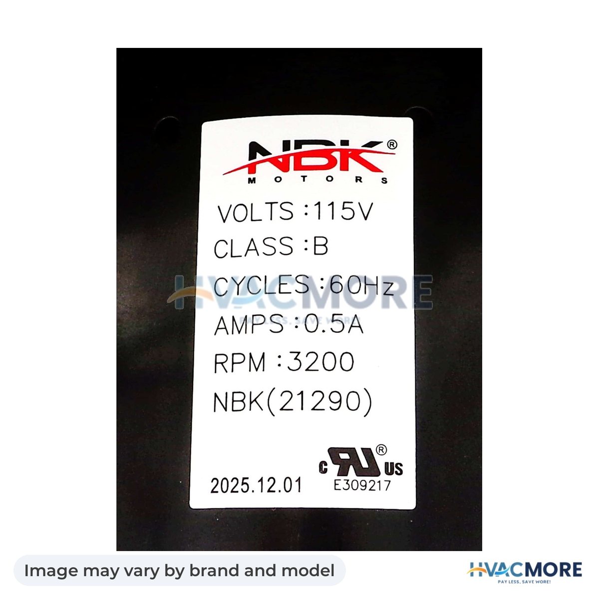 NBK Parts Draft Inducer 115V/60Hz 3200 RPM HVM-A196 - Image may vary by brand and model