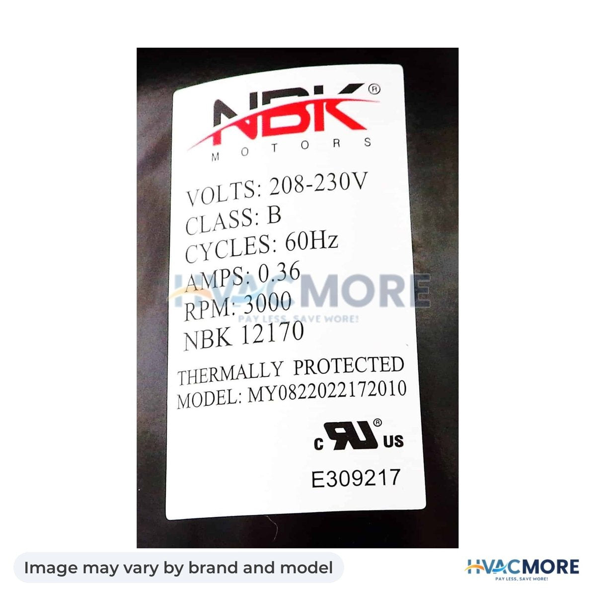 NBK Parts Blower Motor, 208-230V HVM-A217 - Image may vary by brand and model
