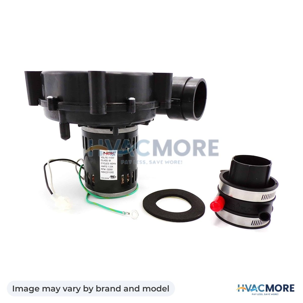 NBK Parts Inducer Assembly 115V, 60Hz, 1/15 HP, 3250 RPM HVM-A225 - Image may vary by brand and model
