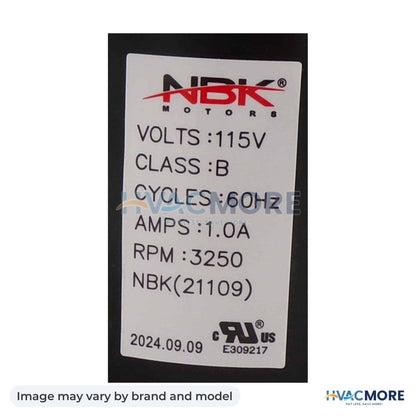NBK Parts Inducer Assembly 115V, 60Hz, 1/15 HP, 3250 RPM HVM-A225 - Image may vary by brand and model