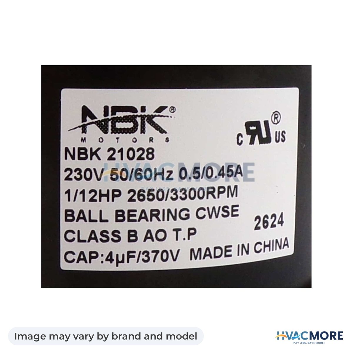 NBK Parts Draft Inducer 208-230V HVM-A234 - Image may vary by brand and model