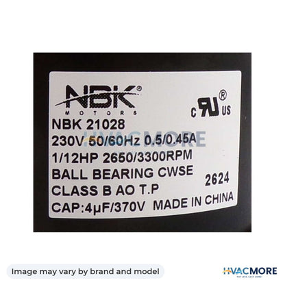 NBK Parts Draft Inducer 208-230V HVM-A234 - Image may vary by brand and model