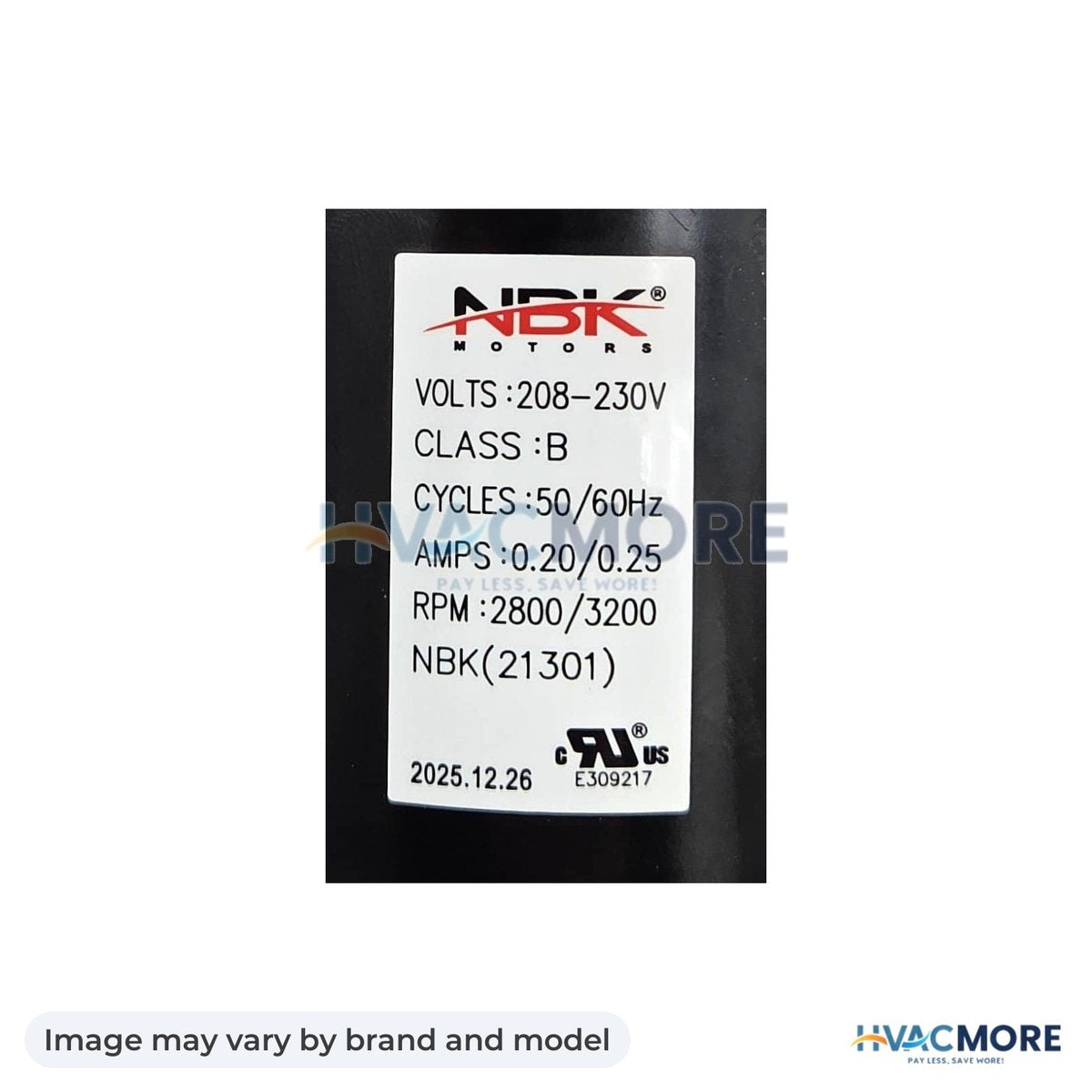 NBK Parts Draft Inducer 208-230V 50/60Hz 2800/3200 RPM HVM-A241 - Image may vary by brand and model