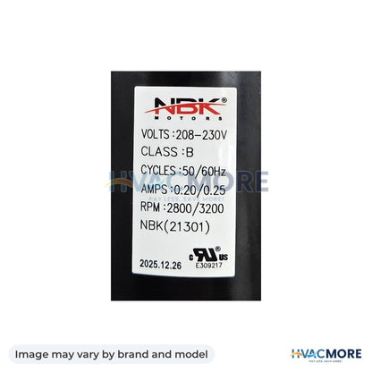NBK Parts Draft Inducer 208-230V 50/60Hz 2800/3200 RPM HVM-A241 - Image may vary by brand and model