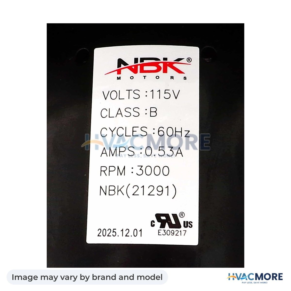 NBK Parts Draft Inducer 115V/60Hz 3000 RPM HVM-A276 - Image may vary by brand and model