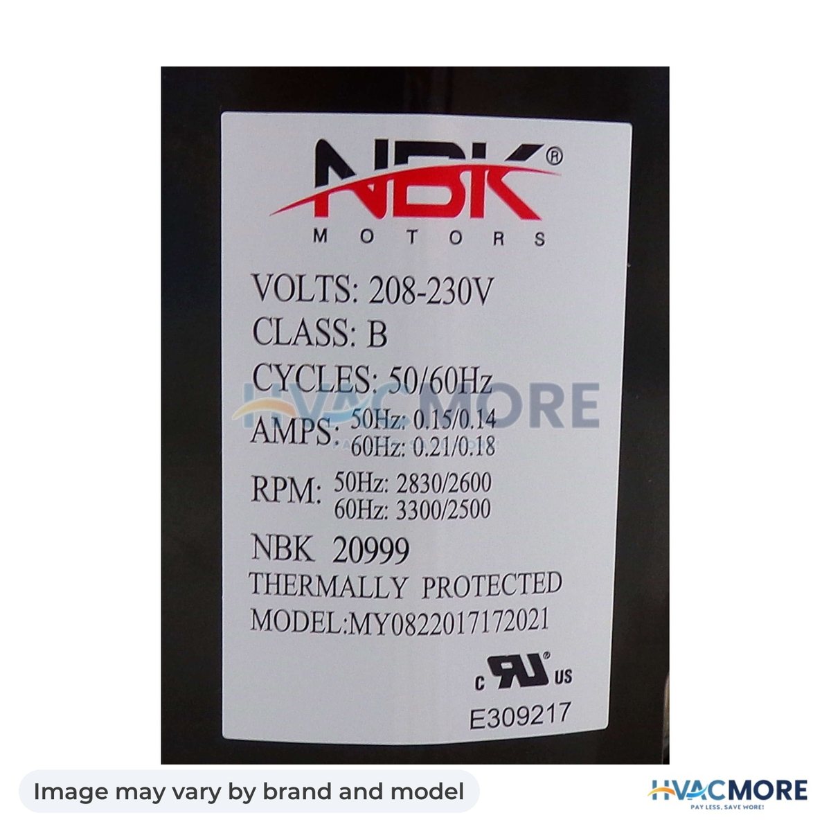 NBK Parts Inducer Assembly 208-230V, 50/60Hz, 1/15 HP HVM-A369 - Image may vary by brand and model