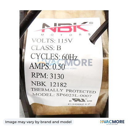NBK Parts STOVE BLOWER 115V, 0.5 Amps, 60Hz, PHASE 1.5, RPM 3130 HVM-B22505 - Image may vary by brand and model