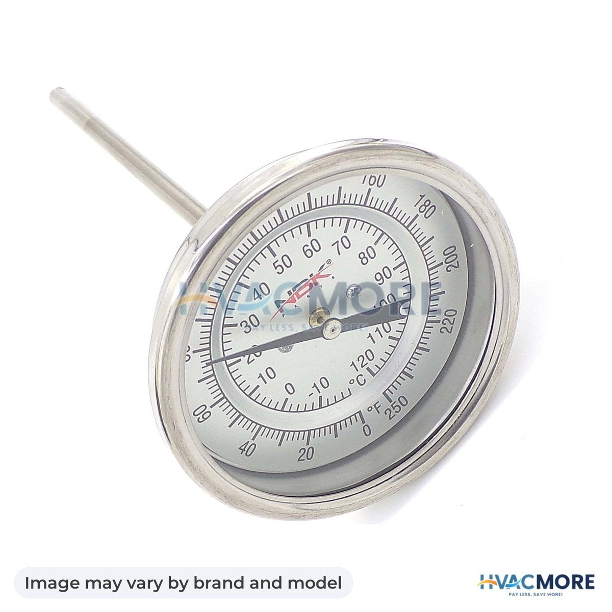 NBK Parts Thermometer 0-250F (20-120C), 3 in Dial, 6 in Stem HVM-BTB3605D - Image may vary by brand and model