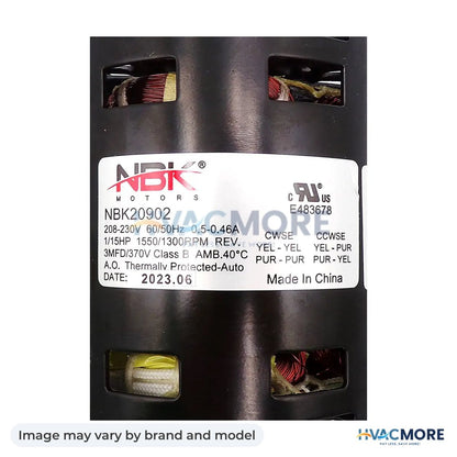 NBK Parts Fan Motor 208/230V 50/60Hz HVM-D1123 - Image may vary by brand and model