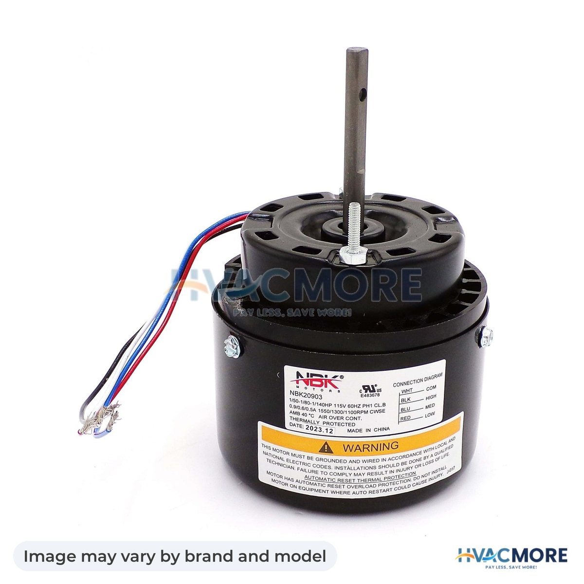 NBK Parts Blower Motor 115V 60Hz 3 Speed, 1/50-1/80-1/140 HP HVM-D1138 - Image may vary by brand and model