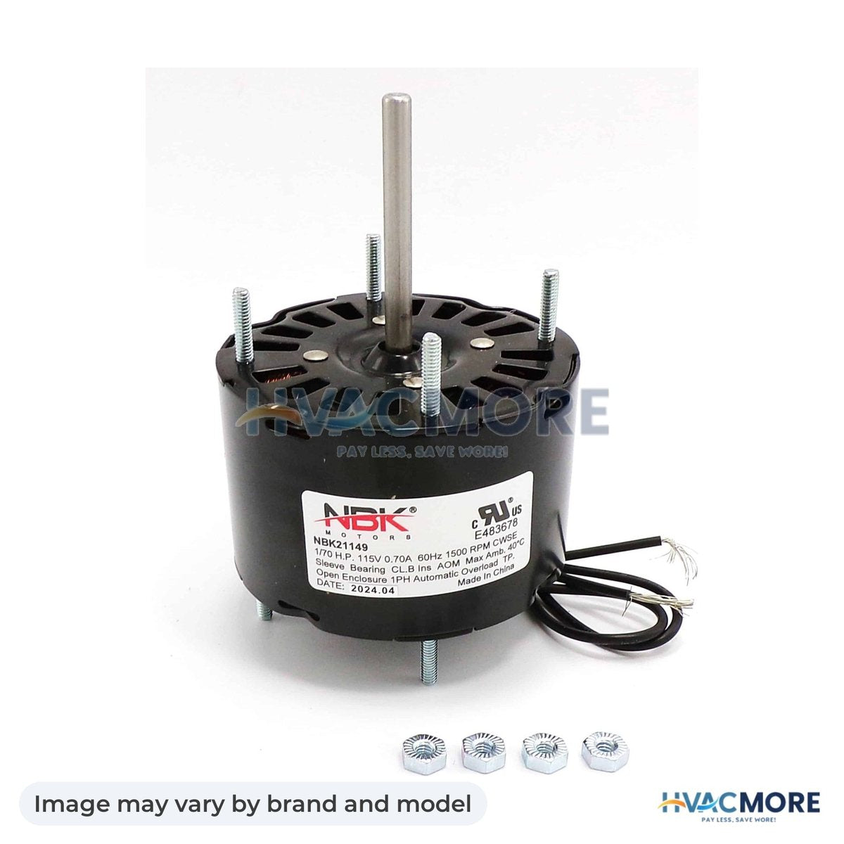 NBK Parts Multi Purpose Fan Motor 115V/60Hz HVM-D120 - Image may vary by brand and model