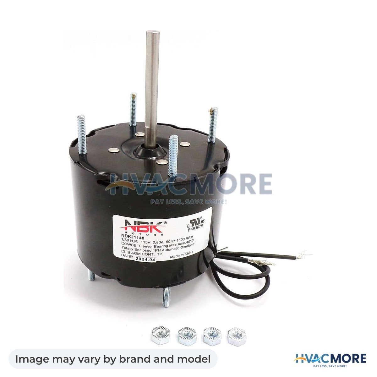 NBK Parts Multi Purpose Fan Motor 115V/60Hz HVM-D125 - Image may vary by brand and model