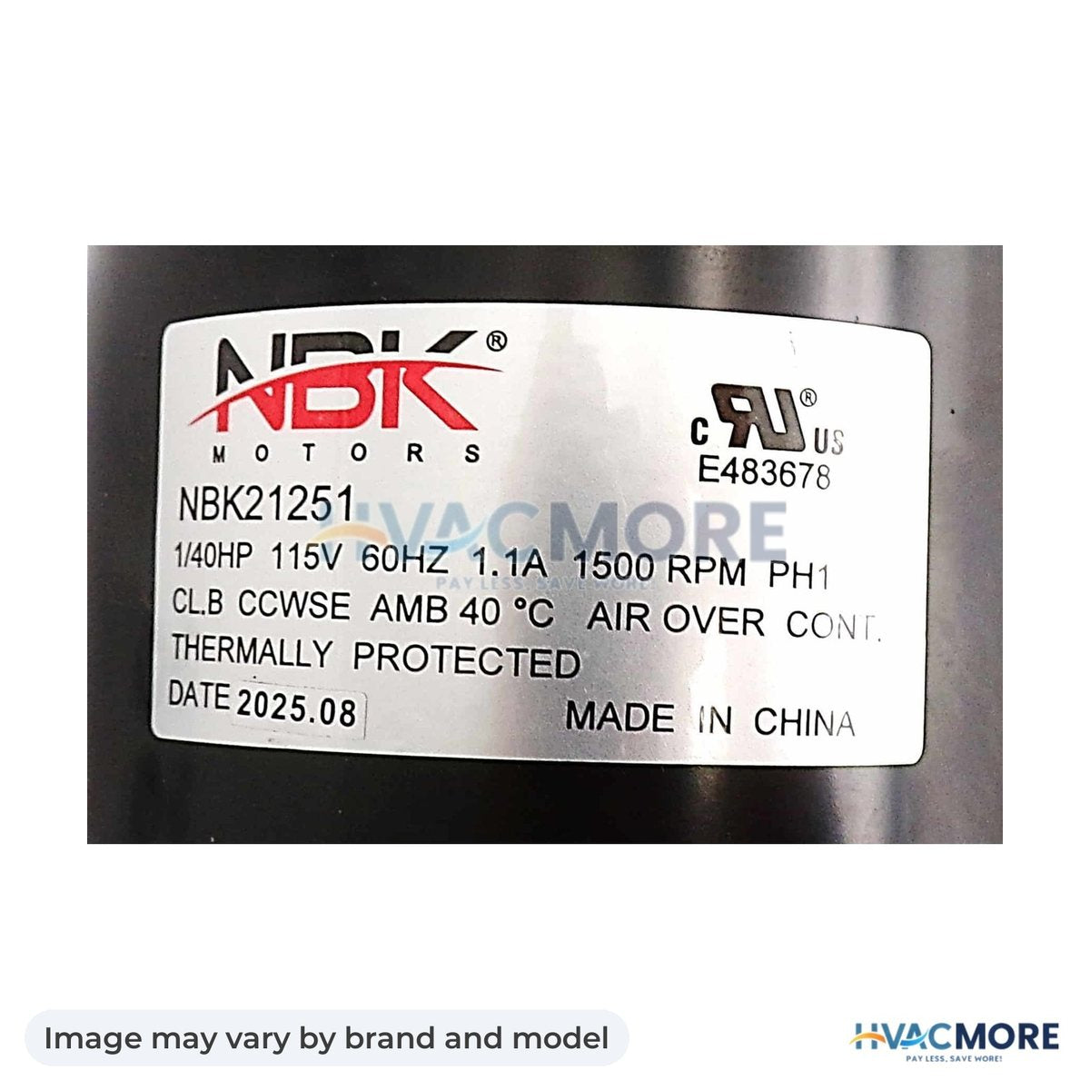 NBK Parts Multi Purpose Fan Motor 115V/60Hz HVM-D127 - Image may vary by brand and model
