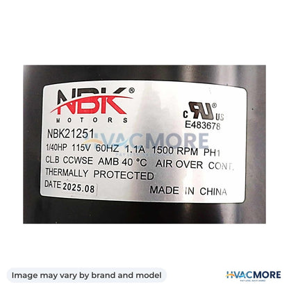 NBK Parts Multi Purpose Fan Motor 115V/60Hz HVM-D127 - Image may vary by brand and model