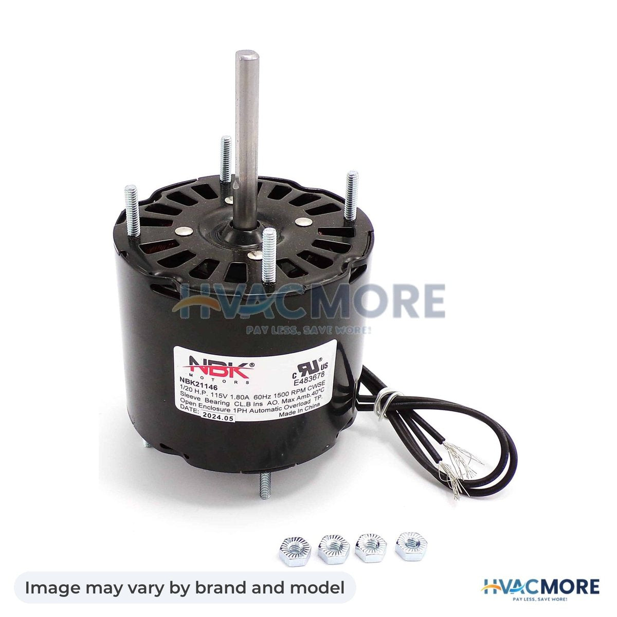 NBK Parts Multi Purpose Fan Motor 115V/60Hz HVM-D132 - Image may vary by brand and model