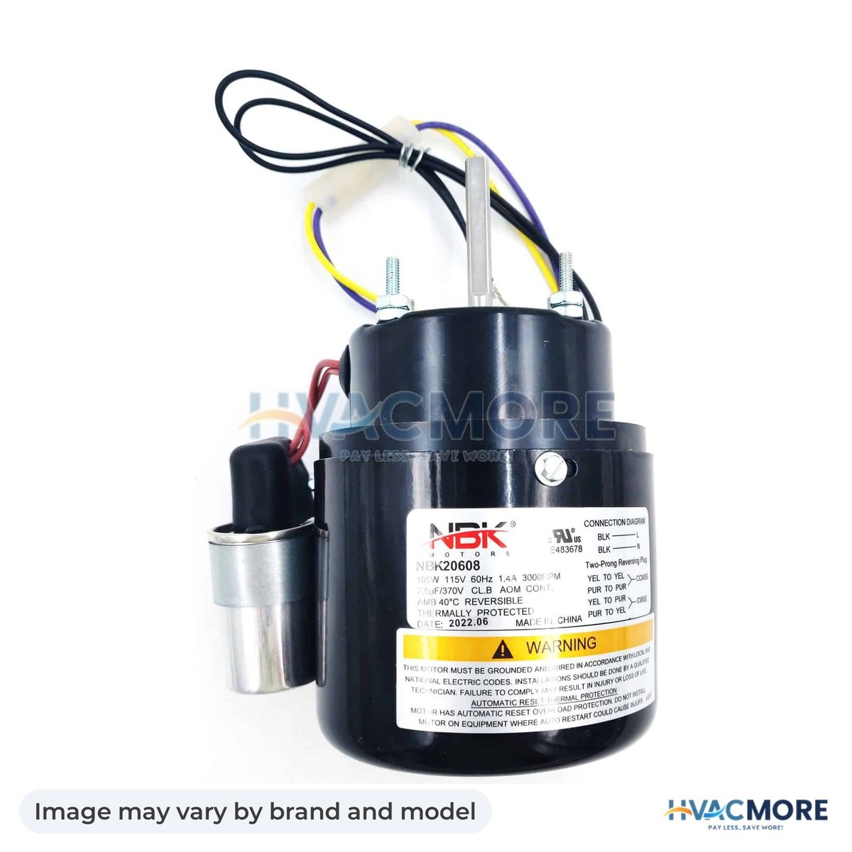 NBK Parts Motor. Self Cooled, 115V HVM-D219 - Image may vary by brand and model