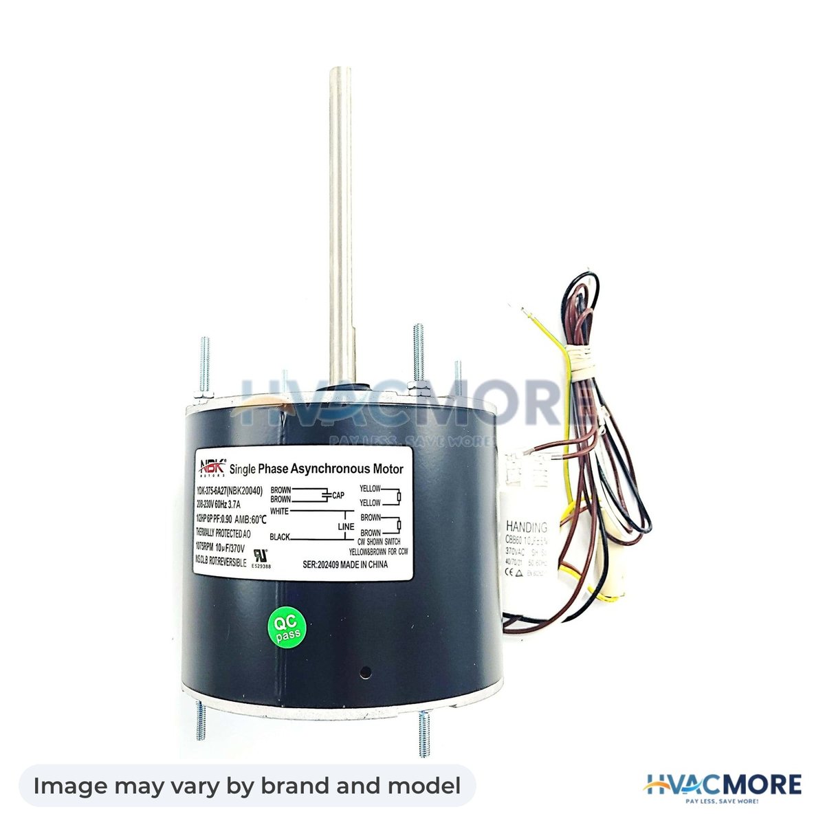 NBK Parts Condensor Motor 208-230V, 1/2 HP W/Capacitor HVM-D7907 - Image may vary by brand and model