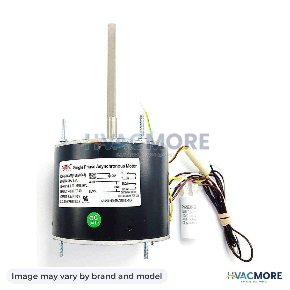 NBK Parts Condensor Motor 208- 230V, 1/3 HP HVM-D7908 - Image may vary by brand and model