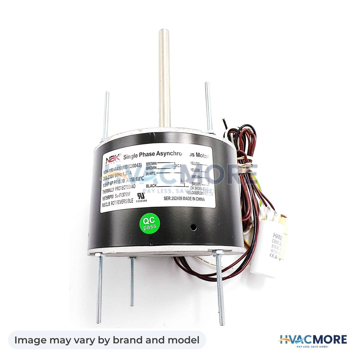 NBK Parts Condensor Motor 208-230V, 1/5 HP W/Capacitor HVM-D906 - Image may vary by brand and model