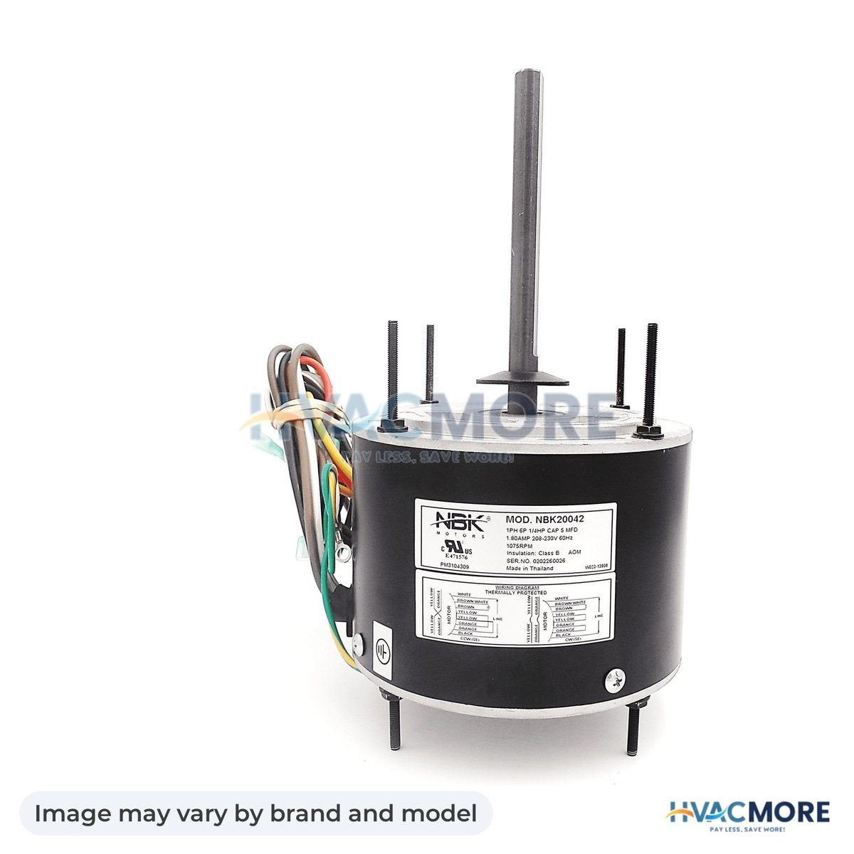 NBK Parts Condensor Motor 1/4 HP, 208-230V HVM-D909 - Image may vary by brand and model