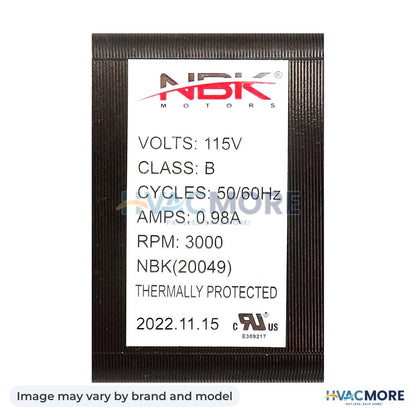NBK Parts STOVE MOTOR INSERT 115V, 50/60Hz, 3000 RPM, 0.98A, 1/2 HP, Gasket included HVM-EF-161-A - Image may vary by brand and model