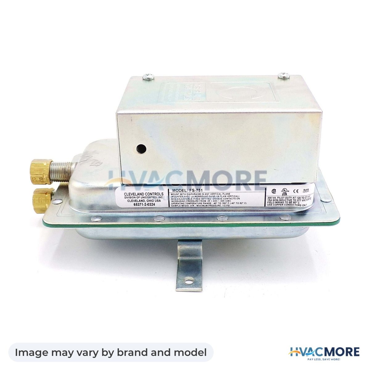 NBK Parts Air Pressure Sensing Switch FS-751 Fs@ 0.05 Inch WC HVM-FS-751 - Image may vary by brand and model