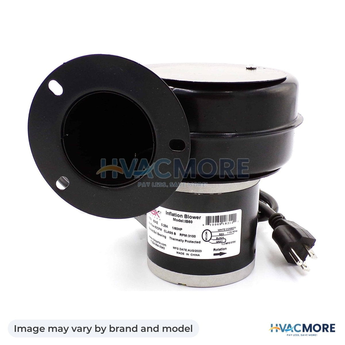 NBK Parts Inflation Blower - 60 CFM, 115V, W/AC Cord 6/BOX HVM-IB60 - Image may vary by brand and model