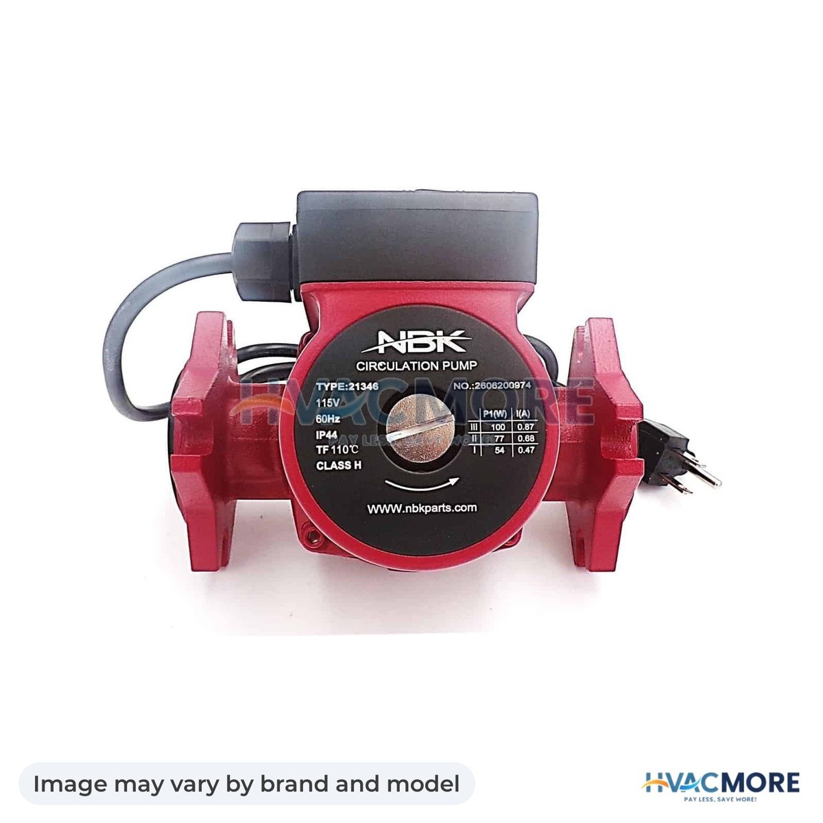 NBK Parts Circulator Pump, 115V, 60Hz, 100 Watts, 4-WAY HVM-PC3F1558IUF - Image may vary by brand and model
