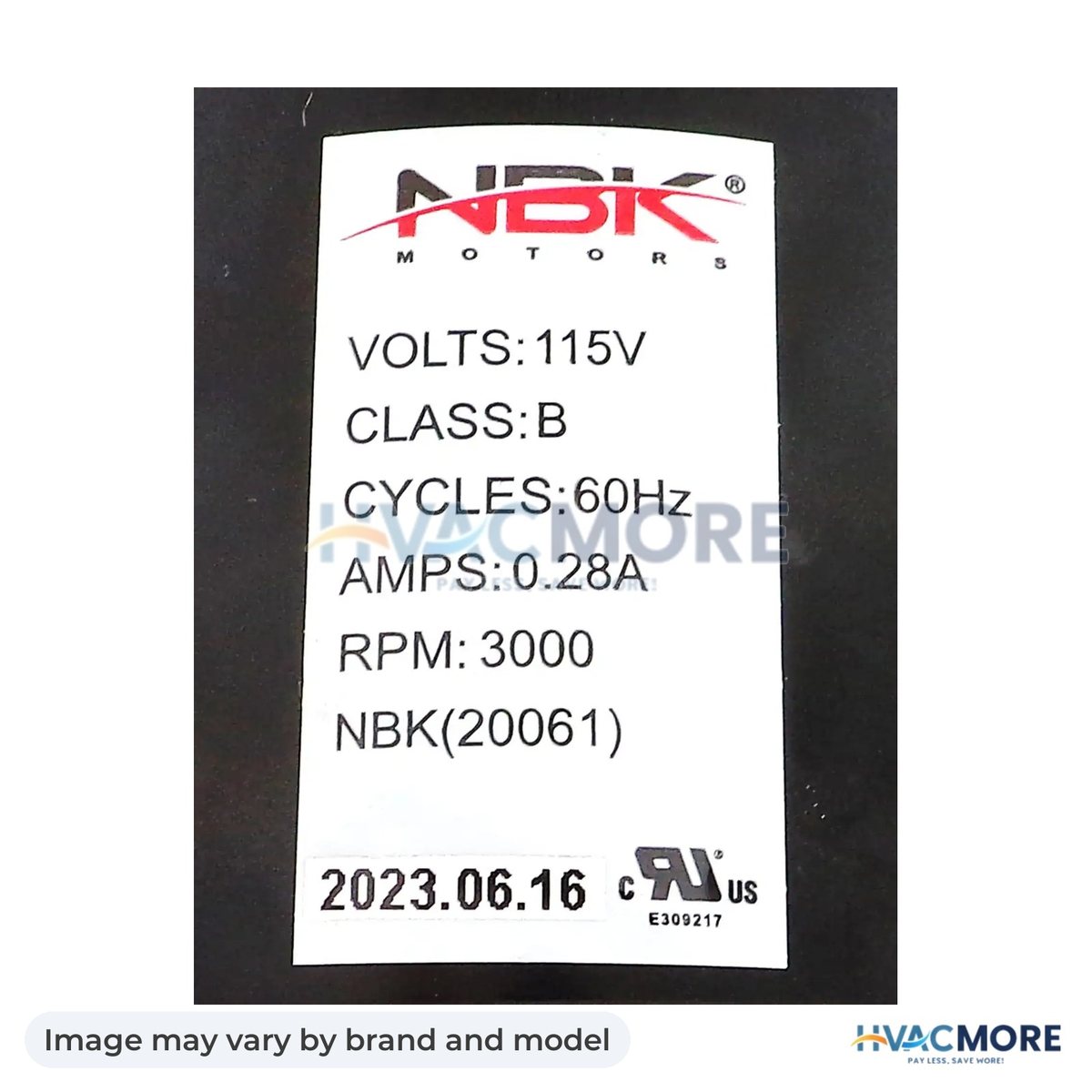 NBK Parts Exhaust Blower HVM-PU-076002B - Image may vary by brand and model