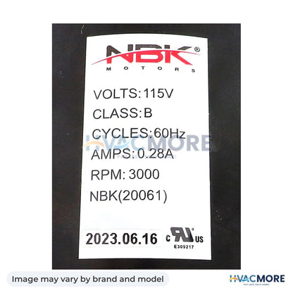 NBK Parts Exhaust Blower HVM-PU-076002B - Image may vary by brand and model
