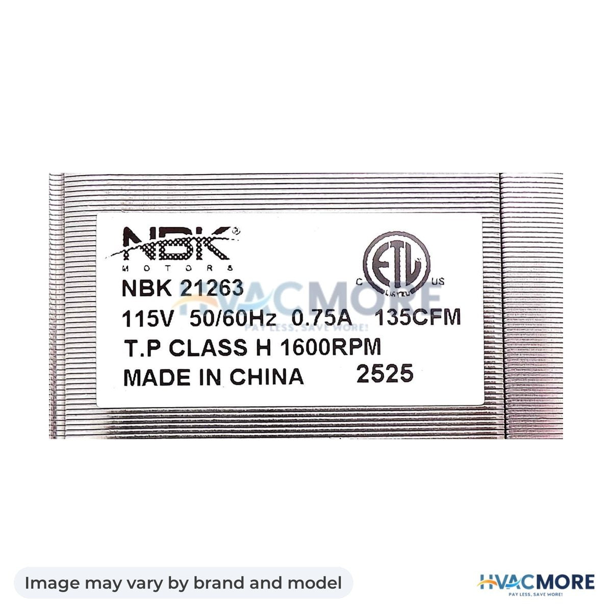 NBK Parts Blower Motor 65mm X 180mm 115V Lh HVM-R7-RB61 - Image may vary by brand and model