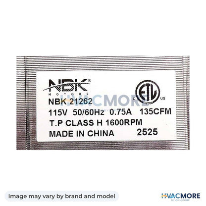 NBK Parts Blower Motor 65mm X 180mm 115V Rh HVM-R7-RB882 - Image may vary by brand and model