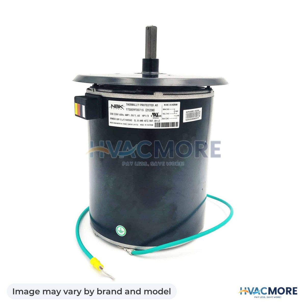 NBK Parts Condenser Motor 1/3 HP 208-230V, Cwle HVM-S1-6007531 - Image may vary by brand and model