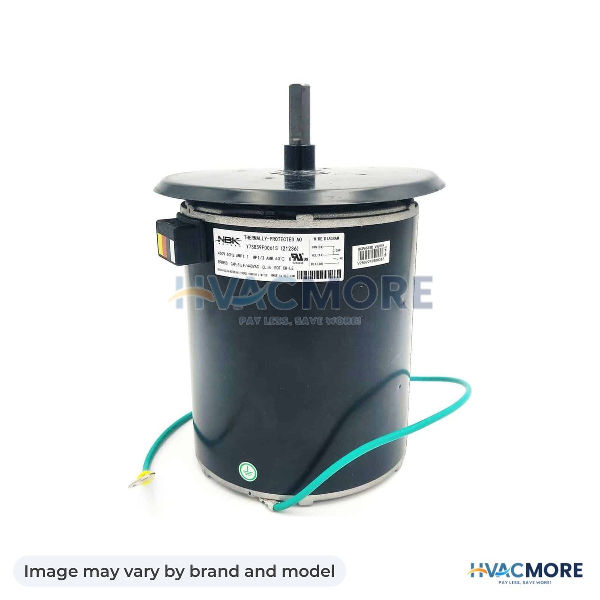 NBK Parts Condenser Motor 1/3 HP 460V, Cwle HVM-S1-6007532 - Image may vary by brand and model