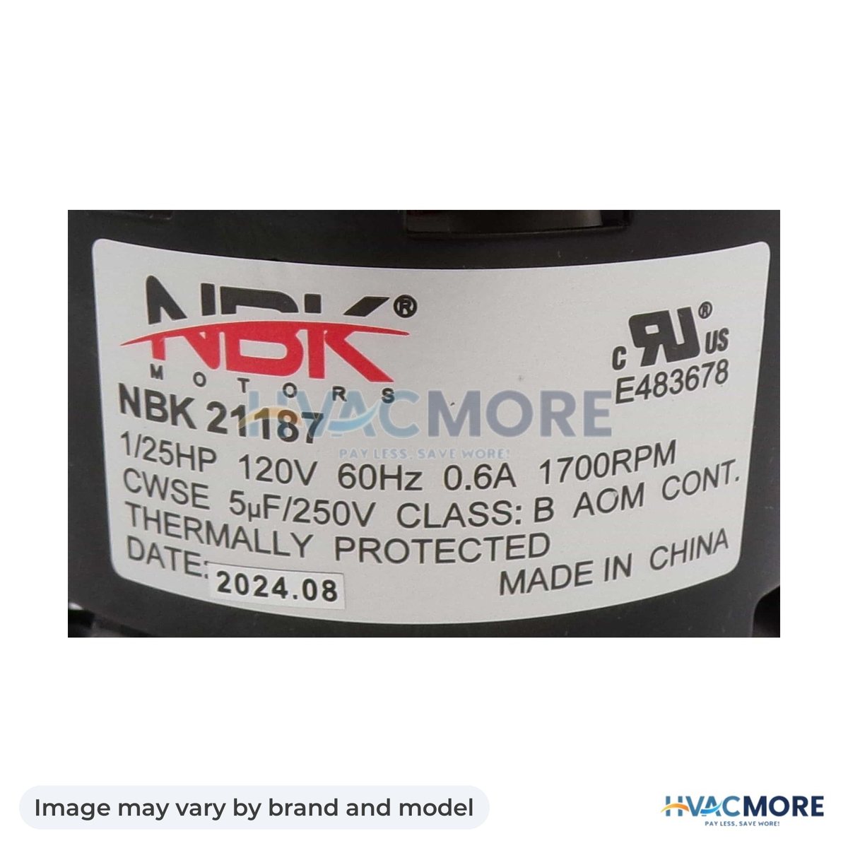 NBK Parts Fan Motor 120V HVM-S99080596 - Image may vary by brand and model