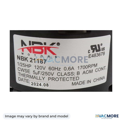 NBK Parts Fan Motor 120V HVM-S99080596 - Image may vary by brand and model