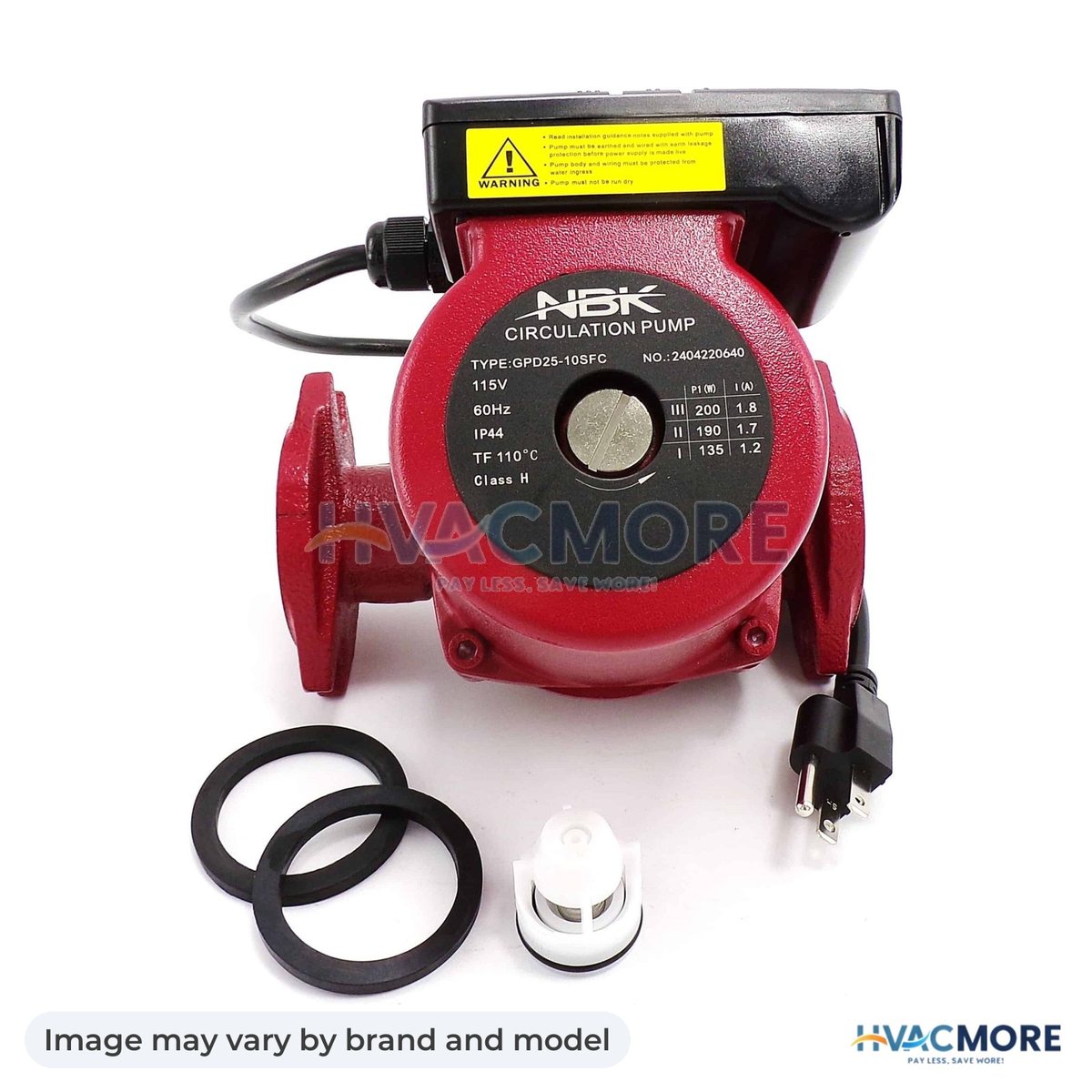 NBK Parts Circulator Pump, 115V, 1/6 HP, 3-SPEED HVM-UPS26-99FC - Image may vary by brand and model