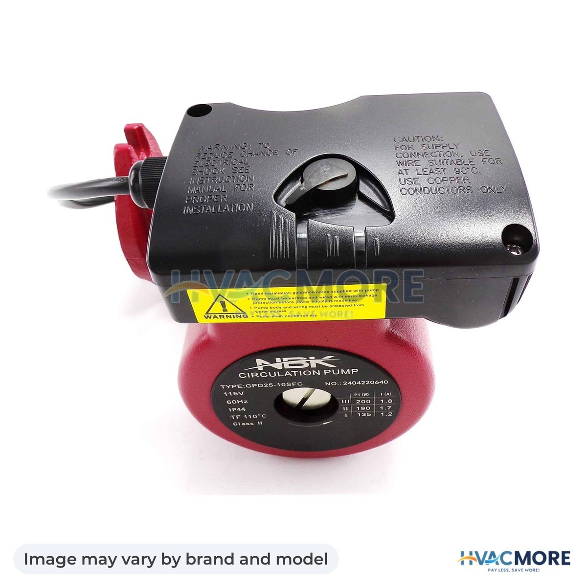 NBK Parts Circulator Pump, 115V, 1/6 HP, 3-SPEED HVM-UPS26-99FC - Image may vary by brand and model